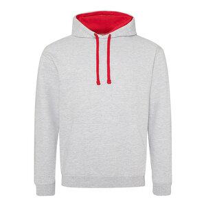 All We Do JHA003 - JUST HOODS ADULT CONTRAST HOODIE Heather Grey/ Fire Red