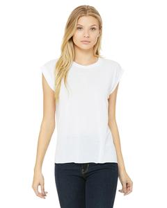 Bella+Canvas 8804 - Ladies Flowy Muscle T-Shirt with Rolled Cuff White