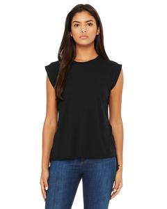 Bella+Canvas 8804 - Ladies Flowy Muscle T-Shirt with Rolled Cuff Black