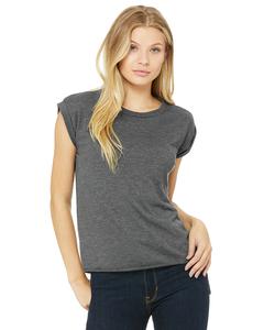 Bella+Canvas 8804 - Ladies Flowy Muscle T-Shirt with Rolled Cuff Dark Grey Heather