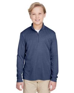 Team 365 TT31HY - Youth Zone Sonic Heather Performance Quarter-Zip Sp Drk Nvy Hth