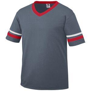 Augusta Sportswear 360 - V-Neck Jersey with Striped Sleeves Graphite/ Red/ White