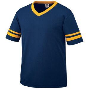 Augusta Sportswear 360 - V-Neck Jersey with Striped Sleeves Navy/Gold