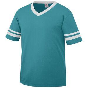 Augusta Sportswear 360 - V-Neck Jersey with Striped Sleeves Teal/White