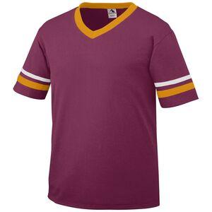 Augusta Sportswear 360 - V-Neck Jersey with Striped Sleeves Maroon/ Gold/ White