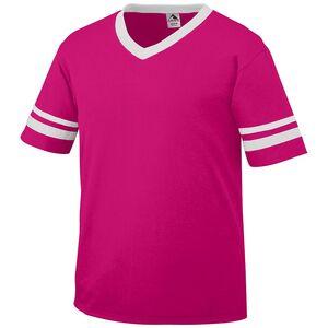 Augusta Sportswear 360 - V-Neck Jersey with Striped Sleeves Power Pink/White