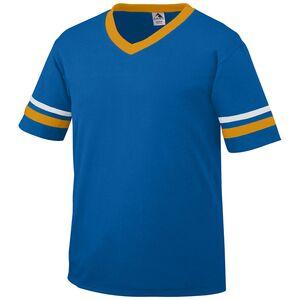 Augusta Sportswear 360 - V-Neck Jersey with Striped Sleeves Royal/Gold/White