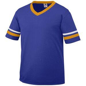 Augusta Sportswear 360 - V-Neck Jersey with Striped Sleeves Purple/ Gold/ White