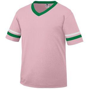 Augusta Sportswear 360 - V-Neck Jersey with Striped Sleeves Light Pink/ Kelly/ White