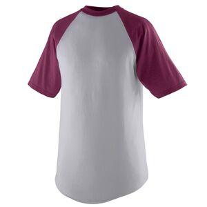 Augusta Sportswear 423 - Short Sleeve Baseball Jersey Athletic Heather/ Maroon