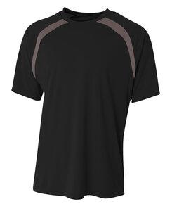 A4 A4N3001 - Adult Spartan Short Sleeve Color Block Crew Forest/ Graphite