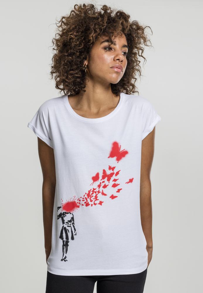 Merchcode MC089 - T-shirt pour dames Brandalisé - graffiti de Banksy Graffiti papillon 