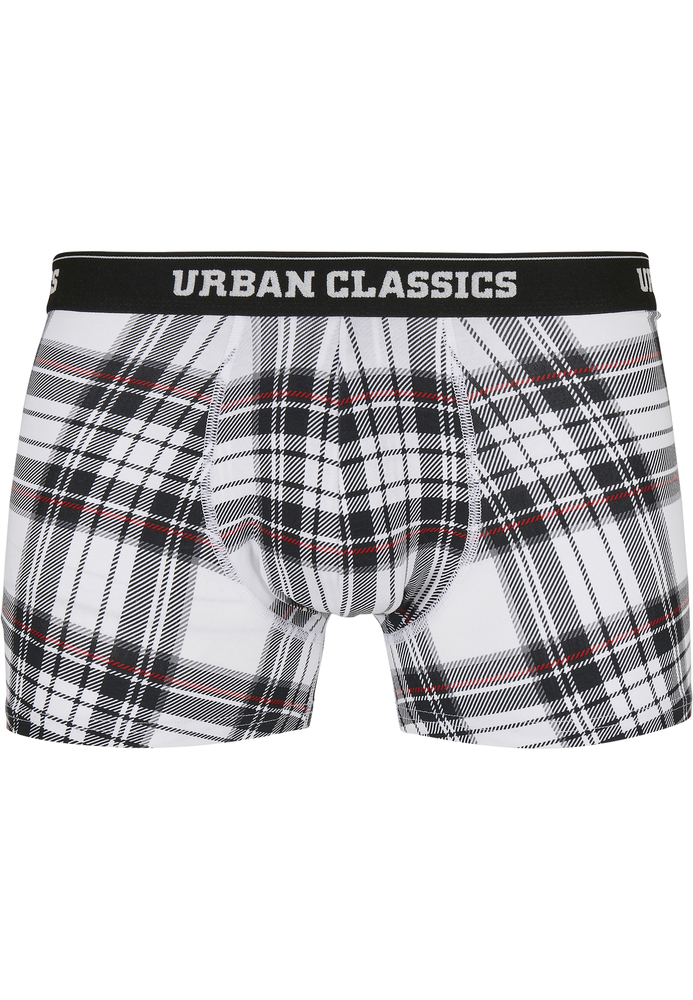 Urban Classics TB3843 - Boxer Shorts 3-Pack donkergrijs+logo aop+wit geruit aop