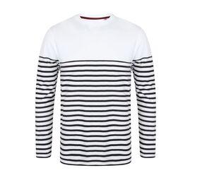 Front Row FR134 - Matrosen-T-Shirt mit langen Ärmeln Weiß / Navy