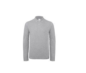 B&C ID1LS - Polo manches longues homme Heather Grey