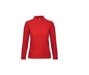 B&C ID1LW - Polo manches longues femme Red