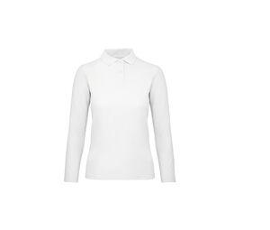 B&C ID1LW - Polo manches longues femme White