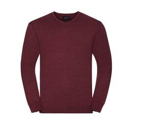 Russell Collection JZ710 - V-Neck Knit-Pullover Cranberry Marl