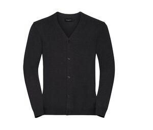RUSSELL JZ71M - Cardigan homme col V Charcoal Marl