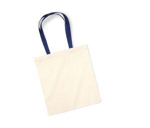 Westford mill W101C - Shopping bag with contrasting handles Natural/ French Navy