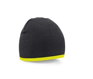 Beechfield BF44C - Two-tone pull on beanie Black/ Fluorescent Yellow