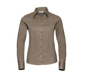 Russell Collection JZ16F - Ladies' Long Sleeve Classic Twill Shirt Khaki