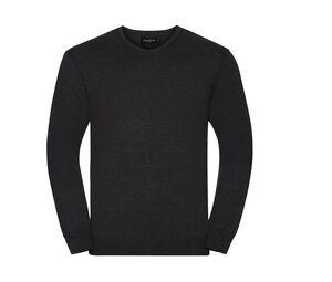 Russell Collection JZ710 - Pullover com gola em V Charcoal Marl