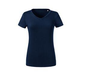 RUSSELL RU103F - T-shirt organique col V femme French Navy