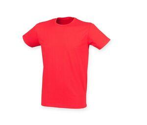 Skinnifit SF121 - Camiseta Hombre Algodón estiramiento Bright Red