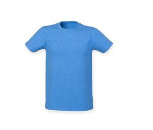 Skinnifit SF121 - Camiseta Hombre Algodón estiramiento Heather Blue