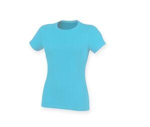 Skinnifit SK121 - Camiseta Mujer Algodón estiramiento Surf Blue