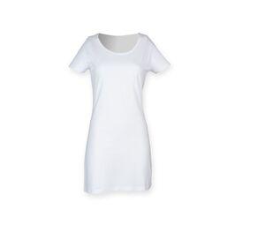 Skinnifit SK257 - Damen T-Shirt Kleid Weiß
