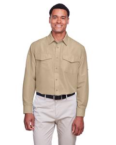 Harriton M580L - Men's Key West Long-Sleeve Performance Staff Shirt Khaki