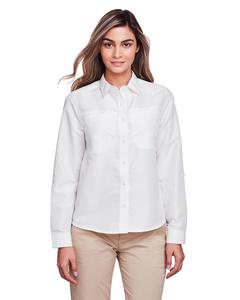 Harriton M580LW - Ladies Key West Long-Sleeve Performance Staff Shirt Blanc