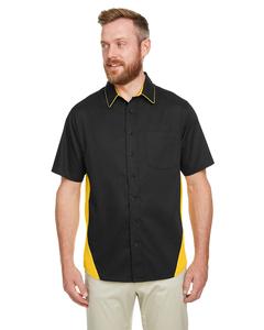 Harriton M586 - Men's Flash IL Colorblock Short Sleeve Shirt Black/Snry Yllw