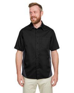 Harriton M586 - Men's Flash IL Colorblock Short Sleeve Shirt Black/Dk Charcl