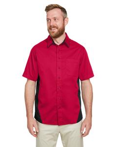 Harriton M586 - Men's Flash IL Colorblock Short Sleeve Shirt Rouge/Noir