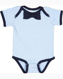 Rabbit Skins RS4407 - Infant Baby Rib Bow Tie Bodysuit Light Blue/Navy