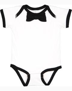 Rabbit Skins RS4407 - Infant Baby Rib Bow Tie Bodysuit Blanc/Noir