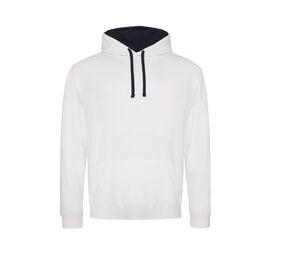 AWDIS JH003 - Contrast Hoodie Arctic White/ French Navy
