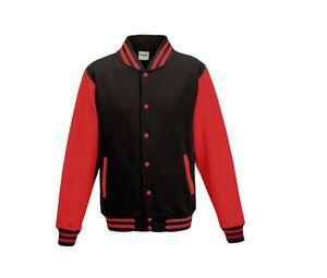 AWDIS JH043 - Baseball-Sweatshirt Jet Black/Fire Red
