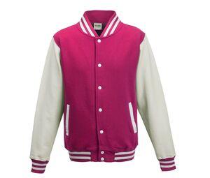 AWDIS JH043 - Baseball-Sweatshirt Hot Pink / White