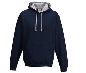 AWDIS JH003 - Contrast Hoodie New French Navy / Heather Grey
