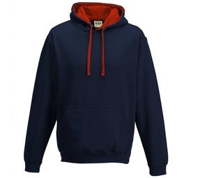 AWDIS JH003 - Kontrast-Hoodie New French Navy / Fire Red