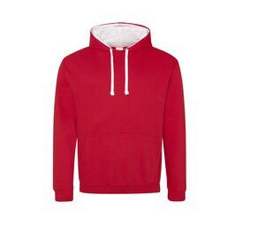 AWDIS JH003 - Contrast Hoodie Fire Red/ Arctic White