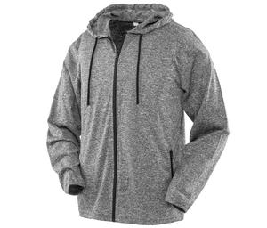 Spiro SP277M - Men's zip-up hooded sports shirt Marl Grey