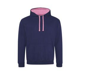 AWDIS JH003 - Contrast Hoodie Oxford Navy / Candyfloss Pink