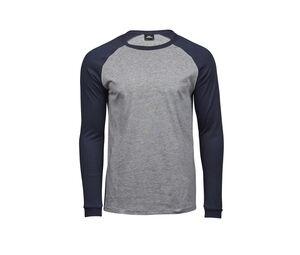 Tee Jays TJ5072 - Long sleeve baseball t-shirt Heather/Navy
