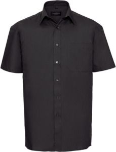 Russell Collection R937M - Poplin Easy Care Pure Cotton Short Sleeve Shirt Mens Black