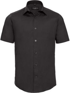 Russell Collection R947M - Easy Care Fitted Short Sleeve Shirt Mens Black
